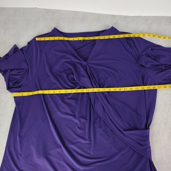 J Jason Wu Women's Purple V Neck Crossover Long Sleeve Blouse Size 5X - Picture 7 of 10